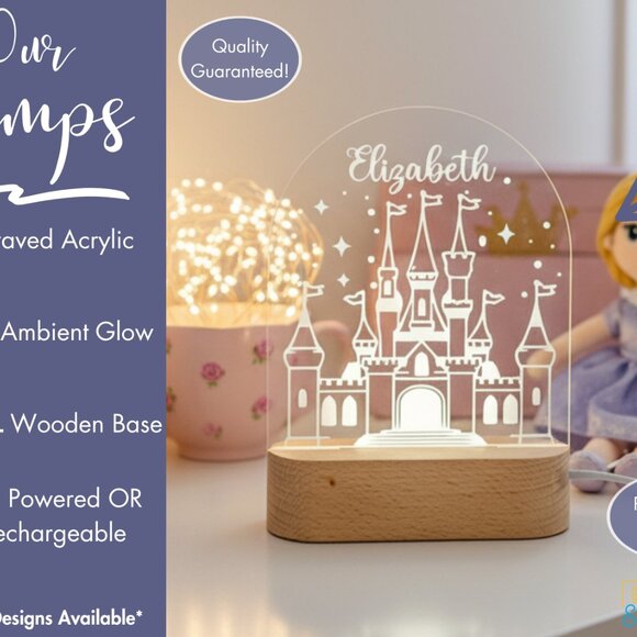 Personalized Castle Night Light – Custom LED Lamp for Kids - Picture 3 of 8